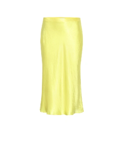 Shop Vince Satin Slip Midi Skirt In Yellow