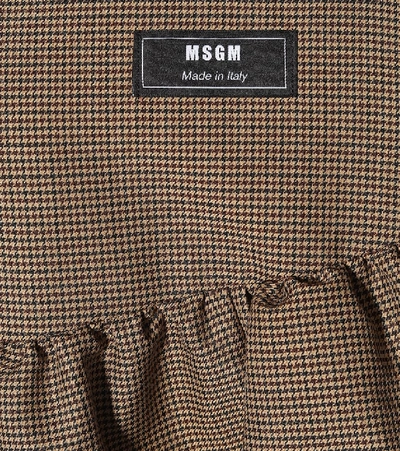 Shop Msgm Checked Wool-blend Coat In Brown