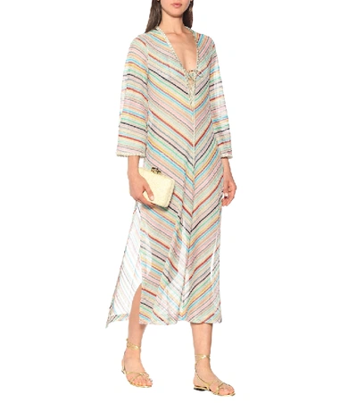 Shop Missoni Striped Knit Kaftan In Multicoloured