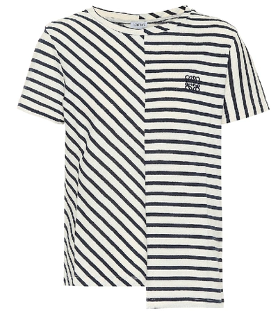 Shop Loewe Asymmetrical Striped Cotton T-shirt In Multicoloured