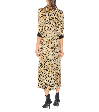 Shop Prada Leopard-printed Sablé Dress In Beige