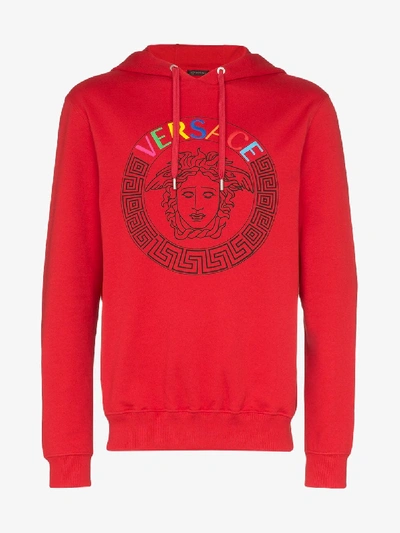 Shop Versace Medusa Logo-print Hoodie In Red