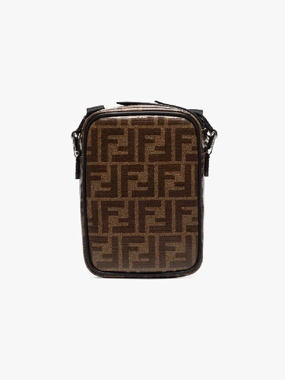 Shop Fendi Black Small Ff Messenger Bag In Brown