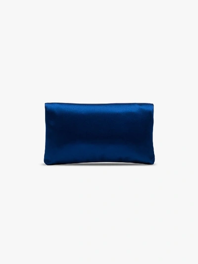 Shop Jimmy Choo Blue Titania Embellished Satin Clutch Bag