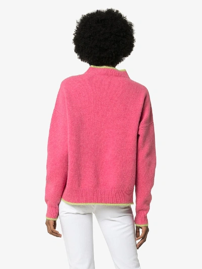 Shop Marni Contrast Trim High Neck Jumper In Pink