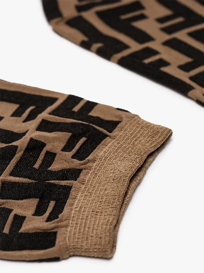 Shop Fendi Brown Ff Logo Socks