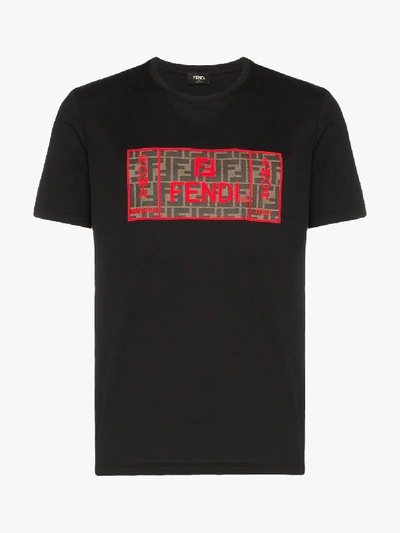 Shop Fendi Short Sleeve Logo Print T-shirt In Black