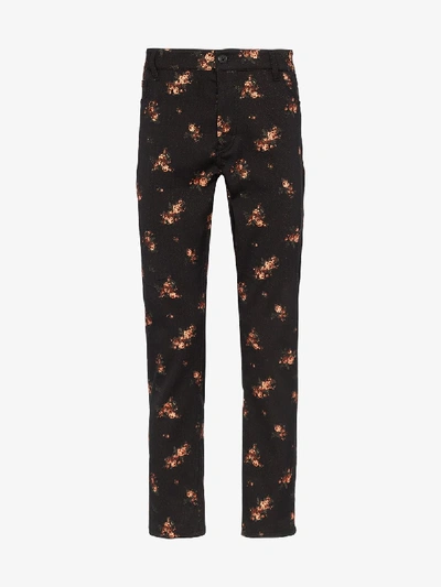 Shop Ann Demeulemeester Embroidered Staight Leg Floral Trousers In Black