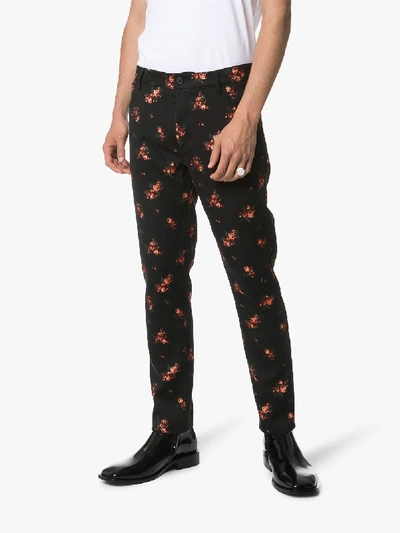 Shop Ann Demeulemeester Embroidered Staight Leg Floral Trousers In Black