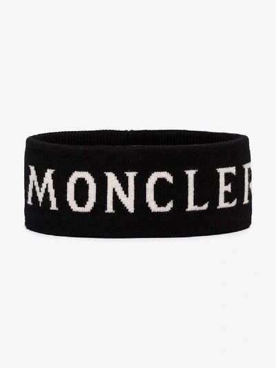 Shop Moncler Black And White Logo Headband