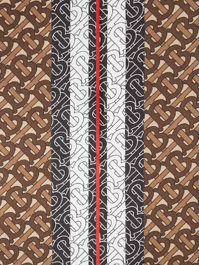 Shop Burberry Monogram Stripe Print Silk Square Scarf In Brown