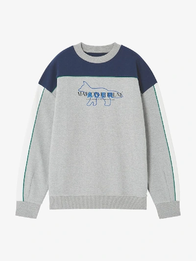 Shop Maison Kitsuné X Ader Logo Embroidered Sweatshirt In Grey