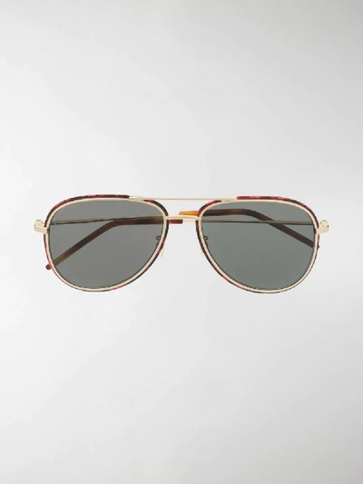 Shop Saint Laurent Classic Sl 294 Sunglasses In Brown