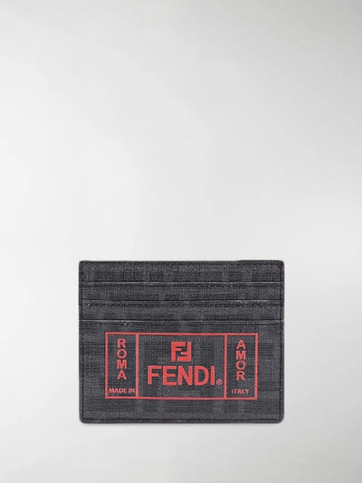 Shop Fendi Fabric Card Holder In Black