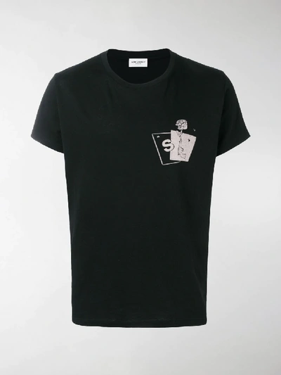 Shop Saint Laurent Pistol Rose T-shirt In Black