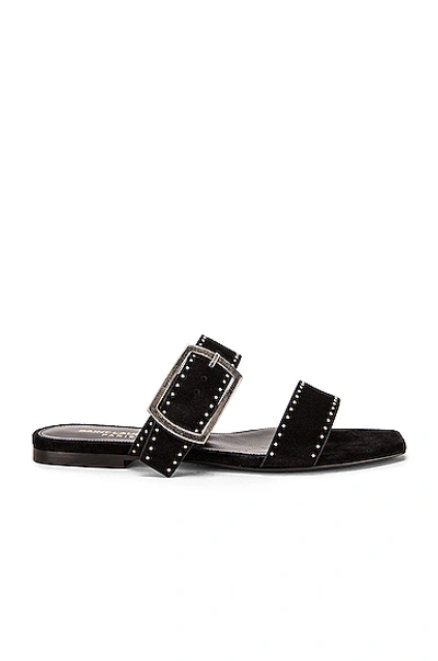 Shop Saint Laurent Oak Buckle Sandals In Black