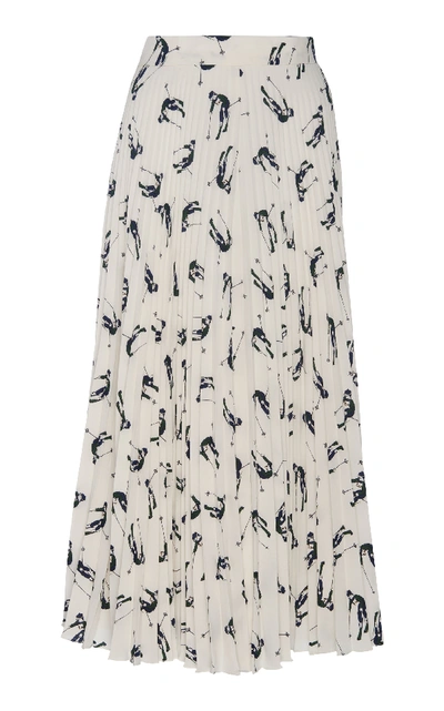 Shop Emilia Wickstead Sunny Pleated Crepe Midi Skirt In Neutral