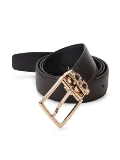 Shop Ferragamo Reversible Textured Leather Belt In Brown Black