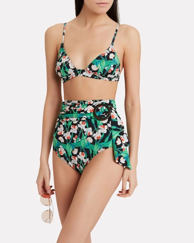 Shop Patbo Belted Floral Bikini Bottoms In Black