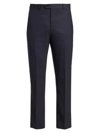 Shop Emporio Armani Neat Wool Trousers In Blue
