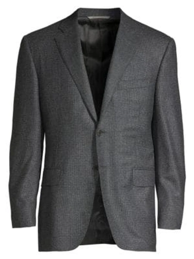 Shop Canali Classic-fit Textured Wool Jacket In Grey