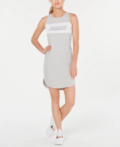 Shop Puma Modern Sports Cotton Tank Dress In Light Gray Heather