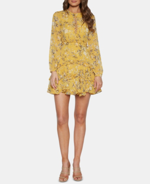 yellow long sleeve floral dress