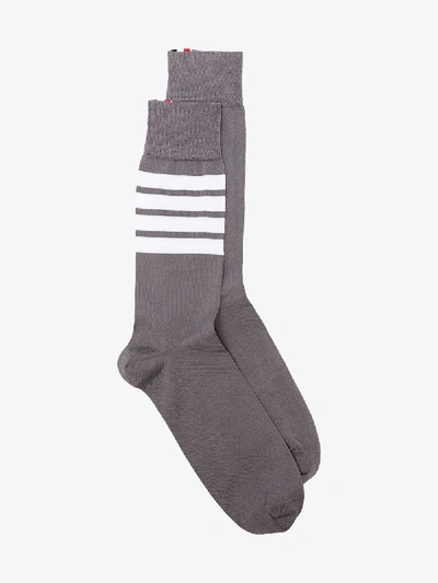 Shop Thom Browne 4-bar Stripe Socks In Grey