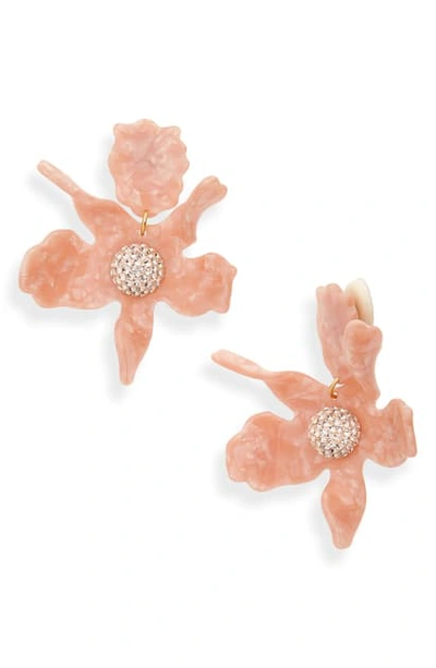 Shop Lele Sadoughi Crystal Clip-on Drop Earrings In Peach