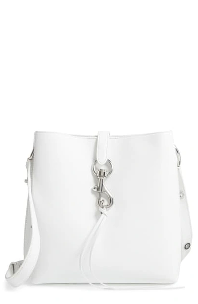 Shop Rebecca Minkoff Megan Leather Shoulder Bag - White In Optic White