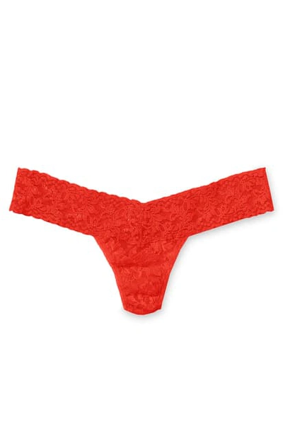Shop Hanky Panky Signature Lace Low Rise Thong In Fiery Red