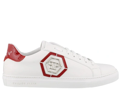 Shop Philipp Plein Lo-top Sneakers Statement In White