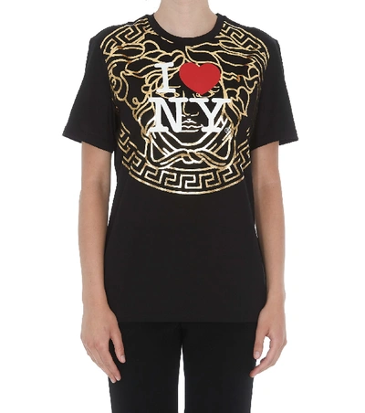 Shop Versace I Love Ny T-shirt In Black