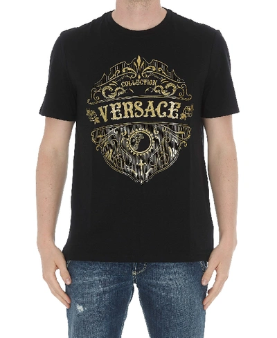 Shop Versace Logo T-shirt In Black