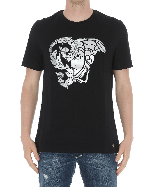 Versace Medusa Print T-shirt In V7008 Black Printing | ModeSens