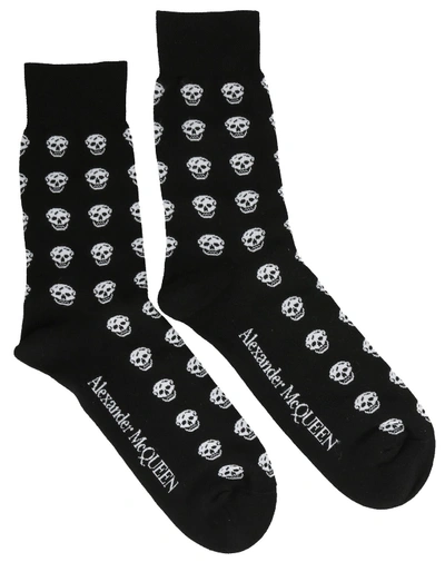 Shop Alexander Mcqueen Skull Socks In Black