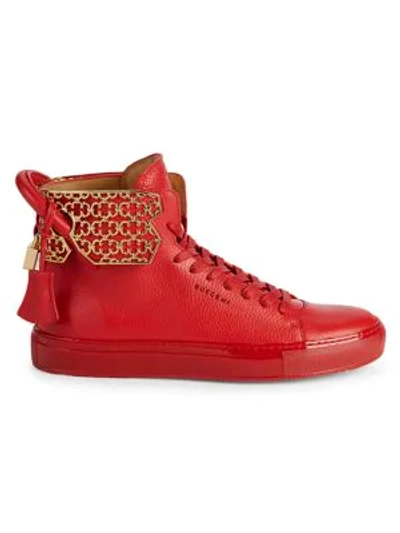 Shop Buscemi Logo Leather High-top Sneakers In Red