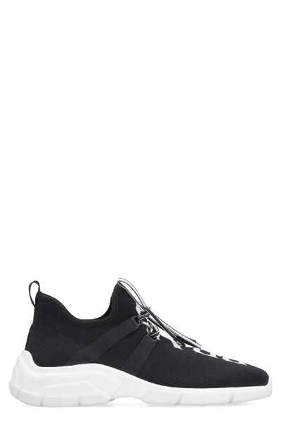 Shop Prada Knitted Sneakers In Black