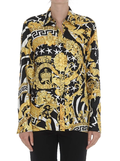 Shop Versace Savage Barocco Print Silk Shirt In Multicolor