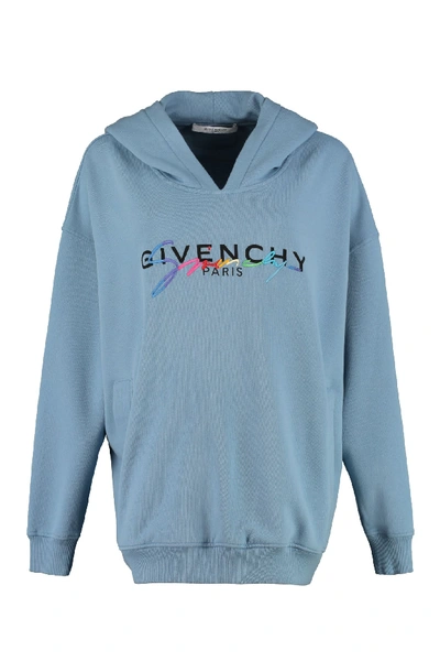Shop Givenchy Oversize Cotton Hoodie In Blue