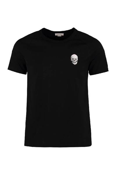 Shop Alexander Mcqueen Logo Print Cotton T-shirt In Black