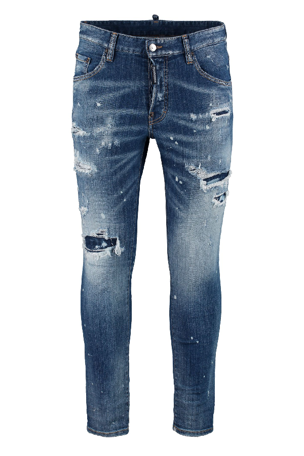 Dsquared2 Skater Distressed Slim Fit Jeans In Denim | ModeSens