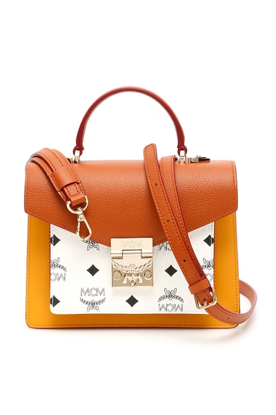 Shop Mcm Patricia Small Satchel In White Cognac (brown)