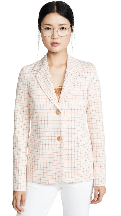 Rosetta Getty Grid Interlocked Button Fitted Jacket In Orange/white