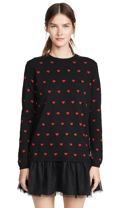 Shop Red Valentino Knitted Heart Dress In Nero