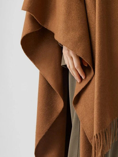 Shop Burberry Detachable Monogram Print Scarf Cashmere Cape In Fern