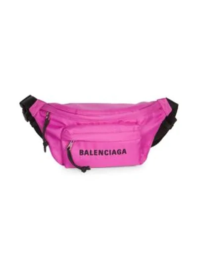 Shop Balenciaga Small Wheel Logo Belt Bag In Fuchsia