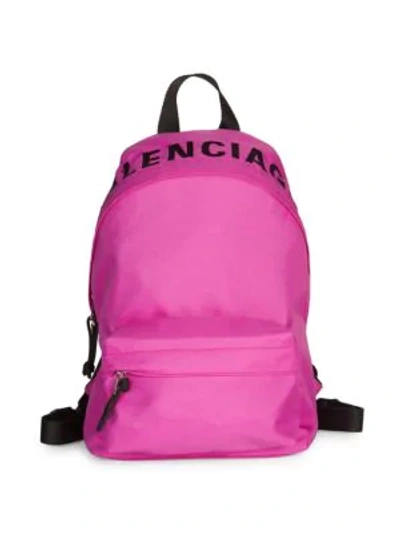 Shop Balenciaga Small Wheel Logo Backpack In Fuchsia