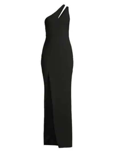 Shop Likely Roxy One-shoulder Column Gown In Black