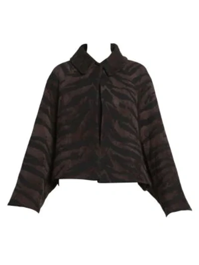 Shop Alaïa Zebra Knit Short Swing Jacket In Noir Brun